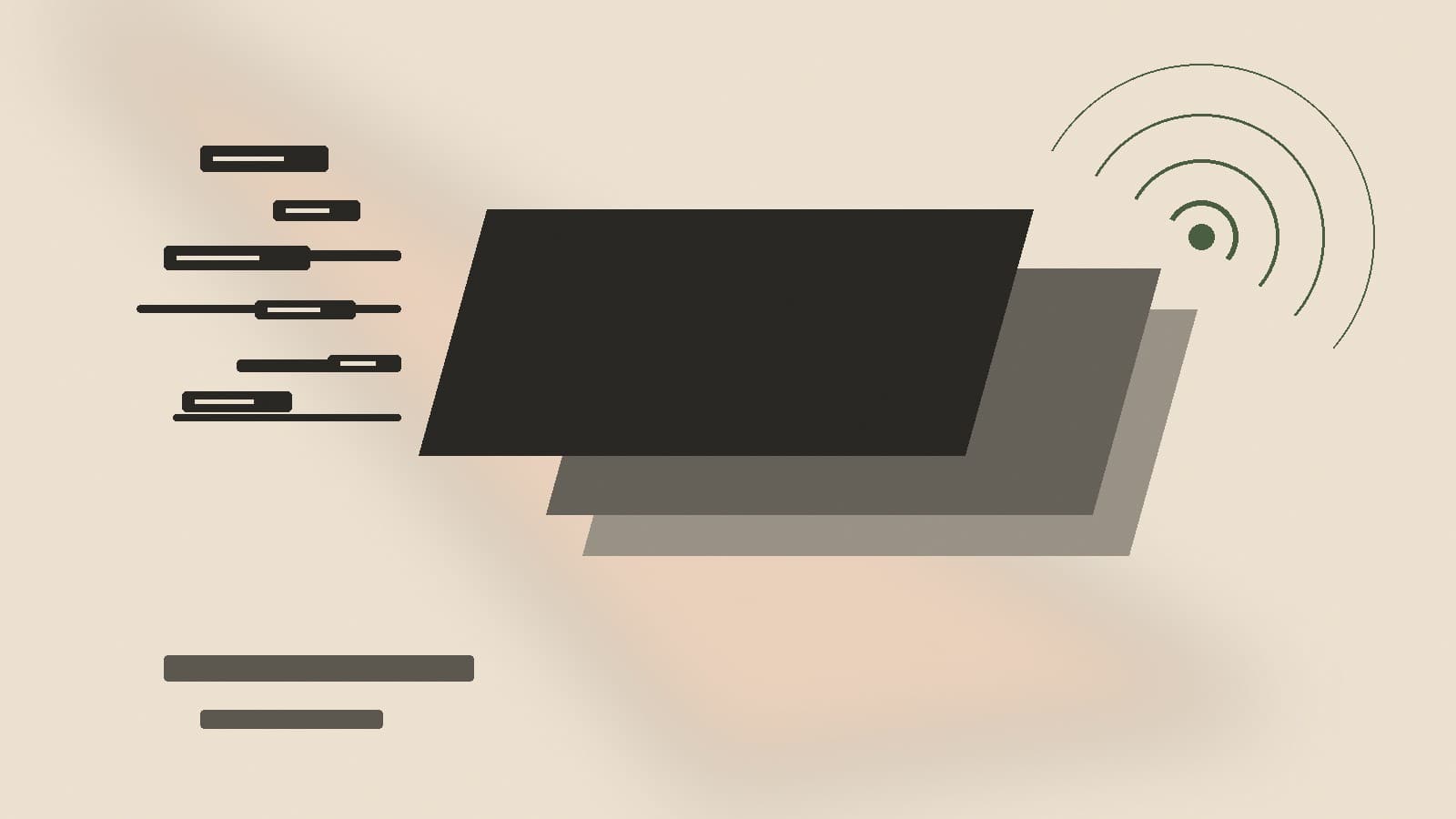 Illustration abstraite : feuille de document en mouvement et signal de first paint, pour les ressources critiques avant content_for_header