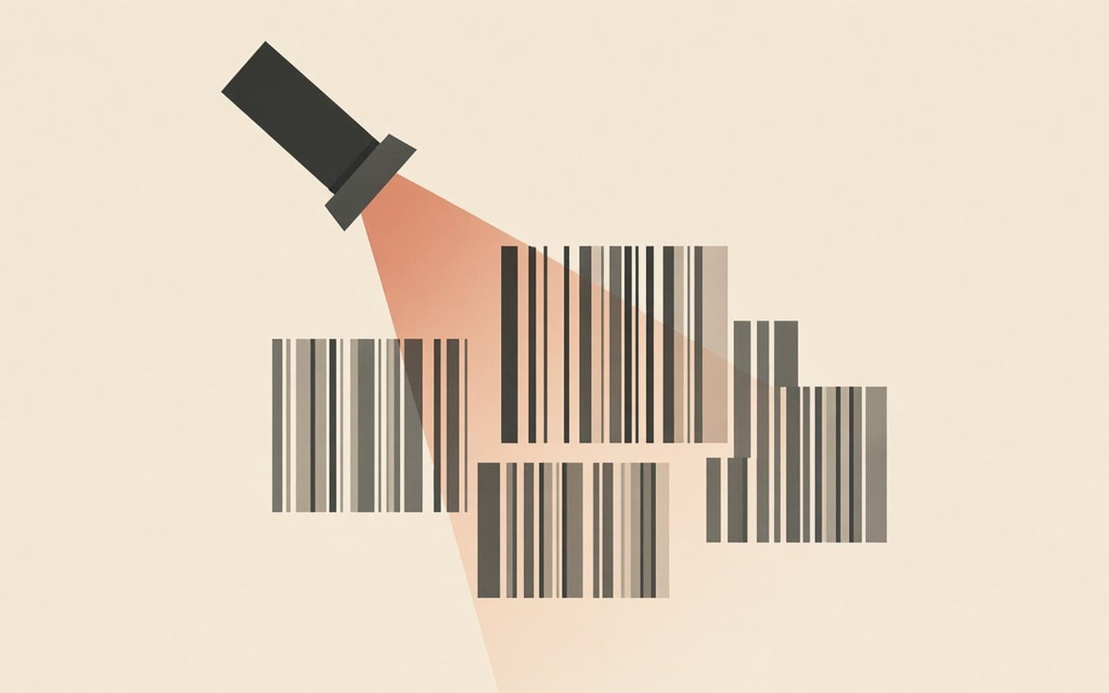 Illustration abstraite d’un scan de codes-barres sur une caisse Shopify POS