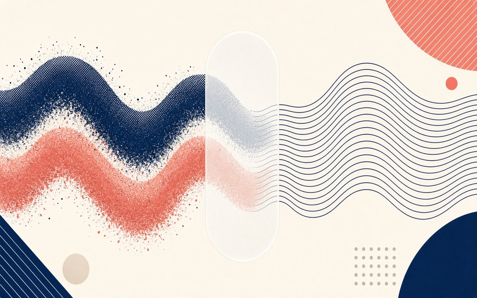 Illustration abstraite : flux de données bruitées filtrées en lignes nettes, pour la nouvelle baseline des sessions Shopify Analytics
